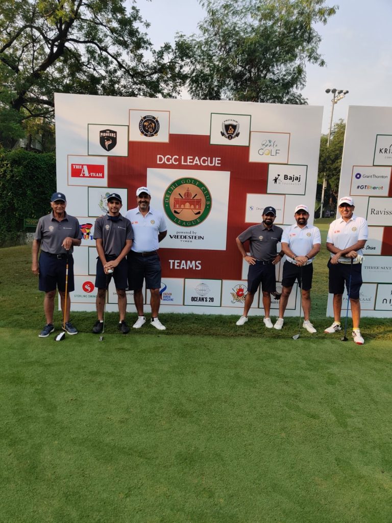 From L to R KK Bajoria, Mehul Gulati, of Team BMW with A Team pro mentor Amandeep Johl , BMW pro mentor Chiragh Kumar, Amitabh Virmani & Sidharth Talwar of A Team at the DGC League.