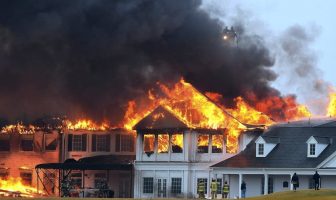 Oakland Hills Clubhouse on the day of fire incident